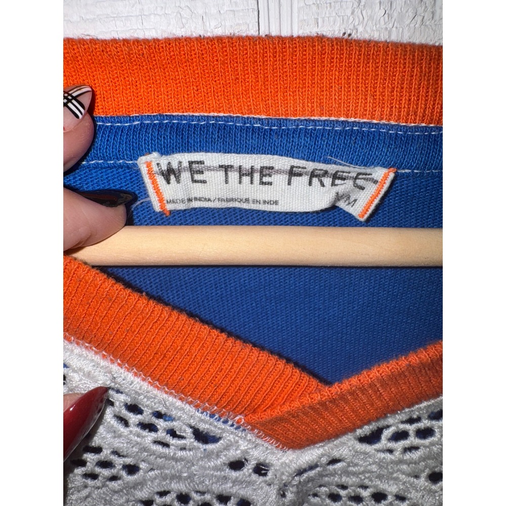 We The Free Cambridge Hockey Jersey Women Blue Orange Lace Accent S/M - Picture 6 of 7